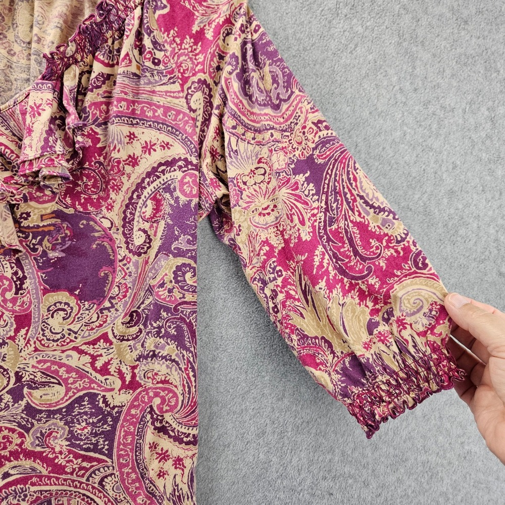 LAUREN RALPH LAUREN | Women Ruffle Blouse L Paisley Girly Feminine Boho Chic - Picture 7 of 16